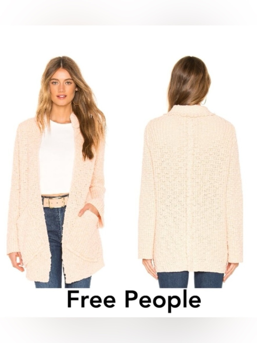 Free People Waterfront Peach
Chunky Knit Oversized Cardigan
Sweater Boho Small